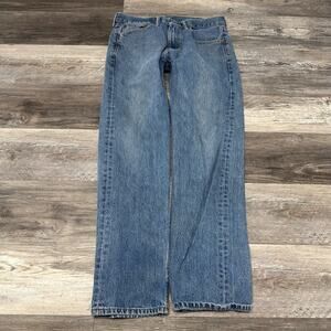 Levis 505 Red Tab Mid Wash Blue Mens 34x32 Regular Fit Straight Leg Denim Jeans
